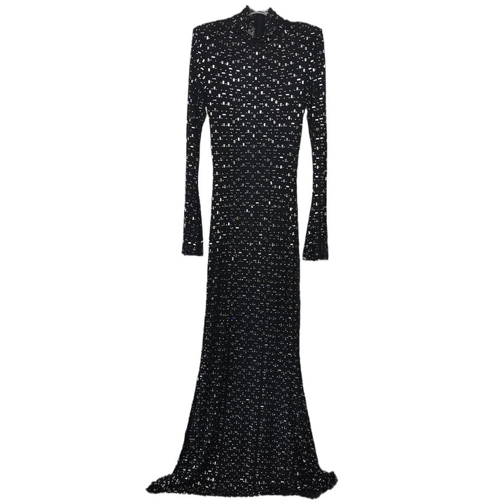 Elegant Black Hot Diamond Maxi Dress