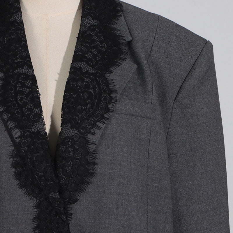 Lace Spliced Blazer