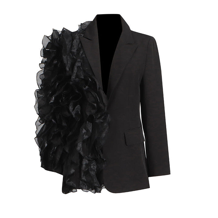 Ruffle Mesh Blazer