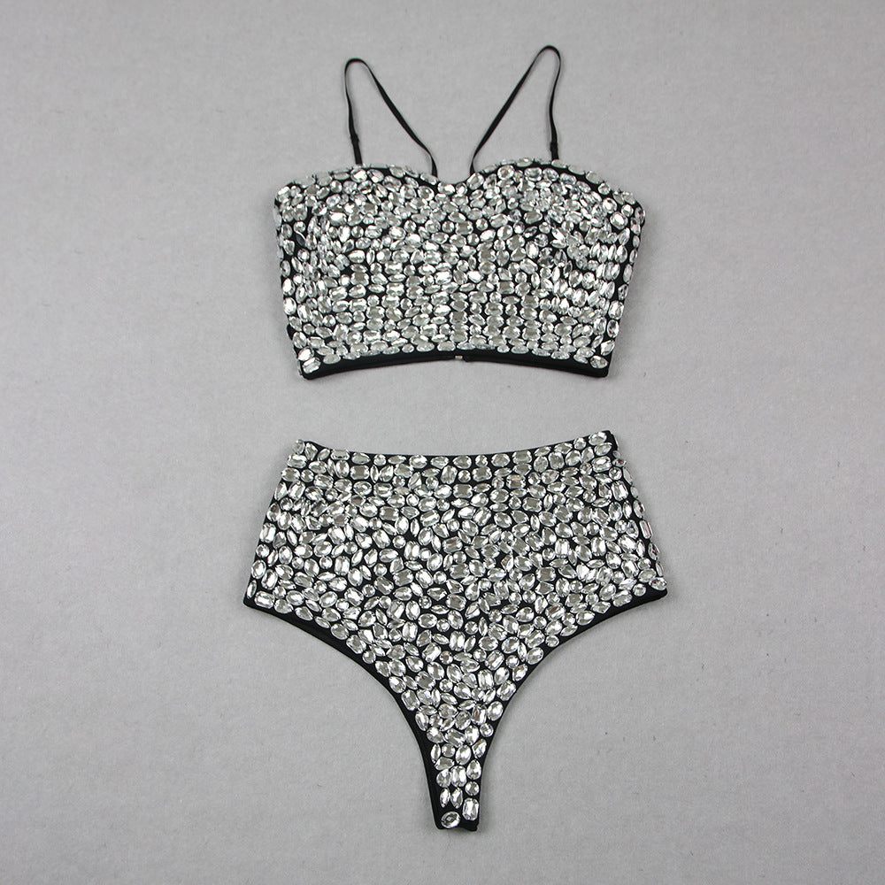 Casual Splicing Diamond One-piece Three-piece Set