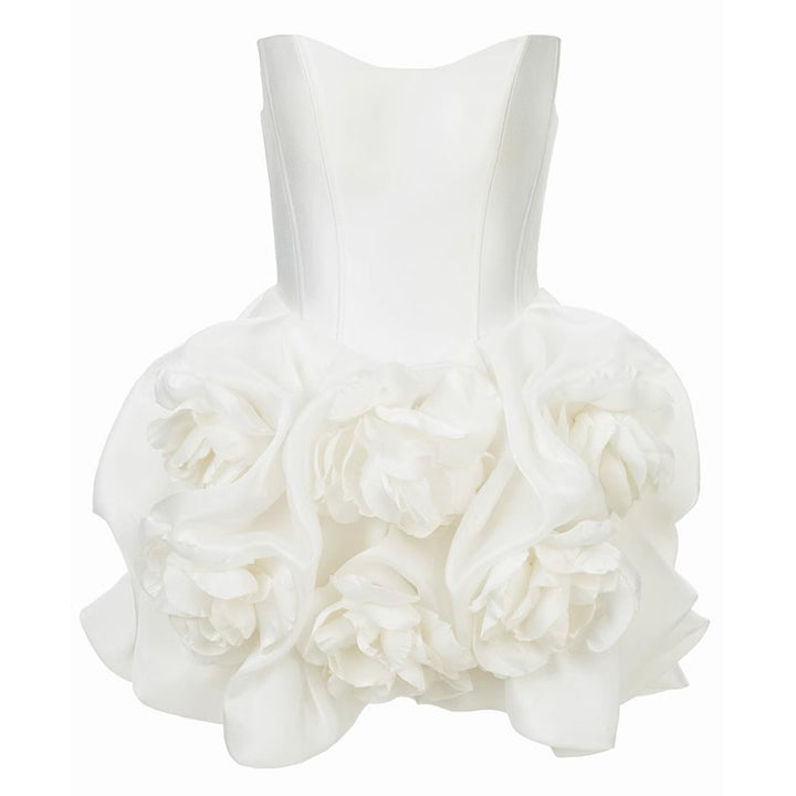 Elegant Tube Top Three-dimensional Flower Mini Dress