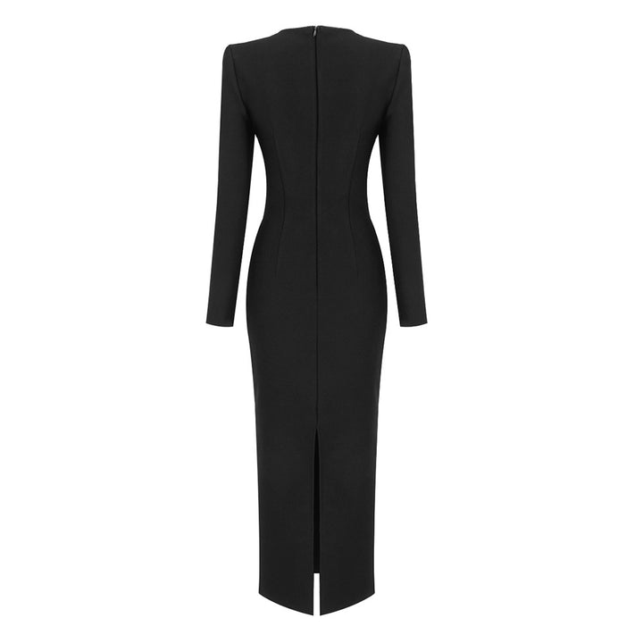 Elegant Hot Diamond Long Sleeve Midi Dress