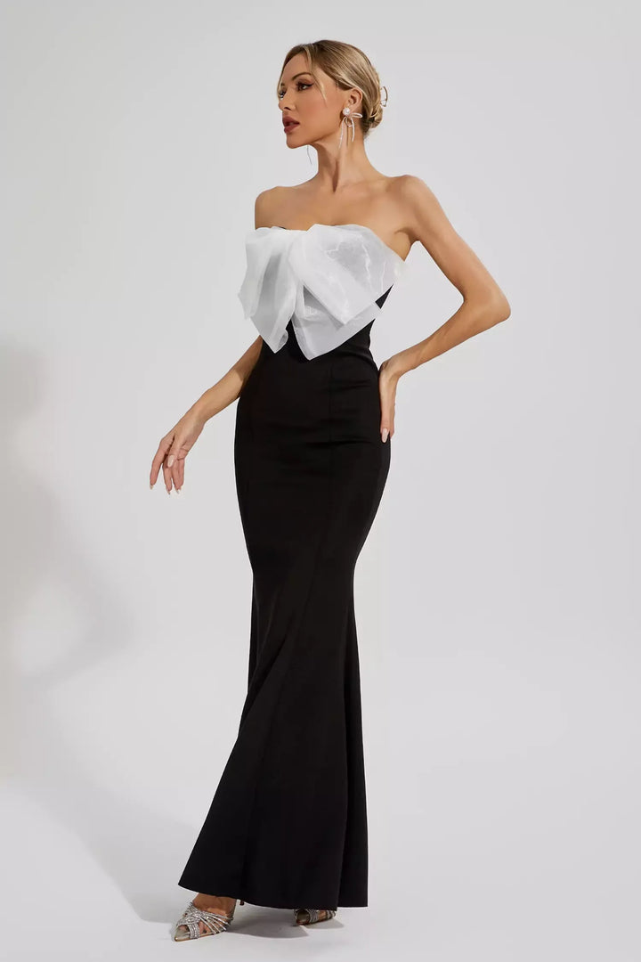 Black White-bow Mermaid Dress