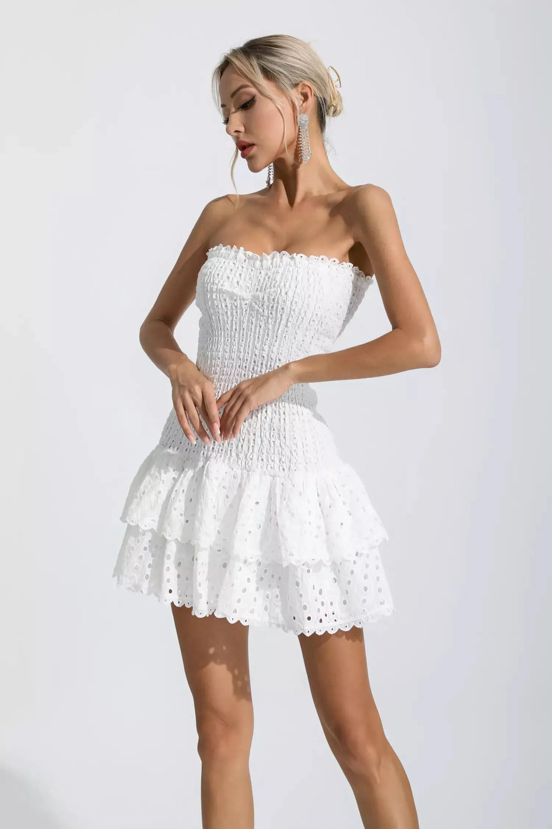 Rosemary White Ruffle Mini Dress