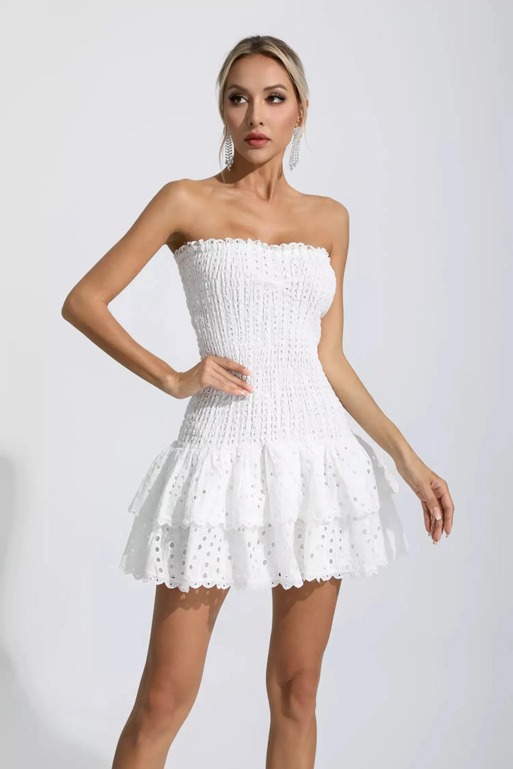 Rosemary White Ruffle Mini Dress