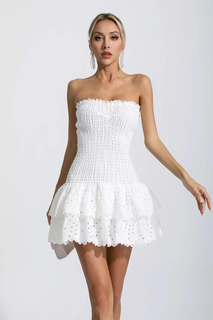 Rosemary White Ruffle Mini Dress