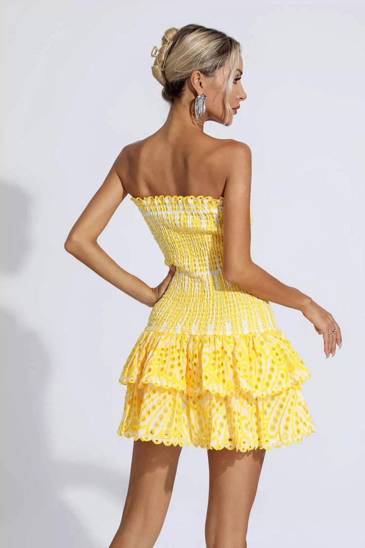 Rosemary Yellow Ruffle Mini Dress