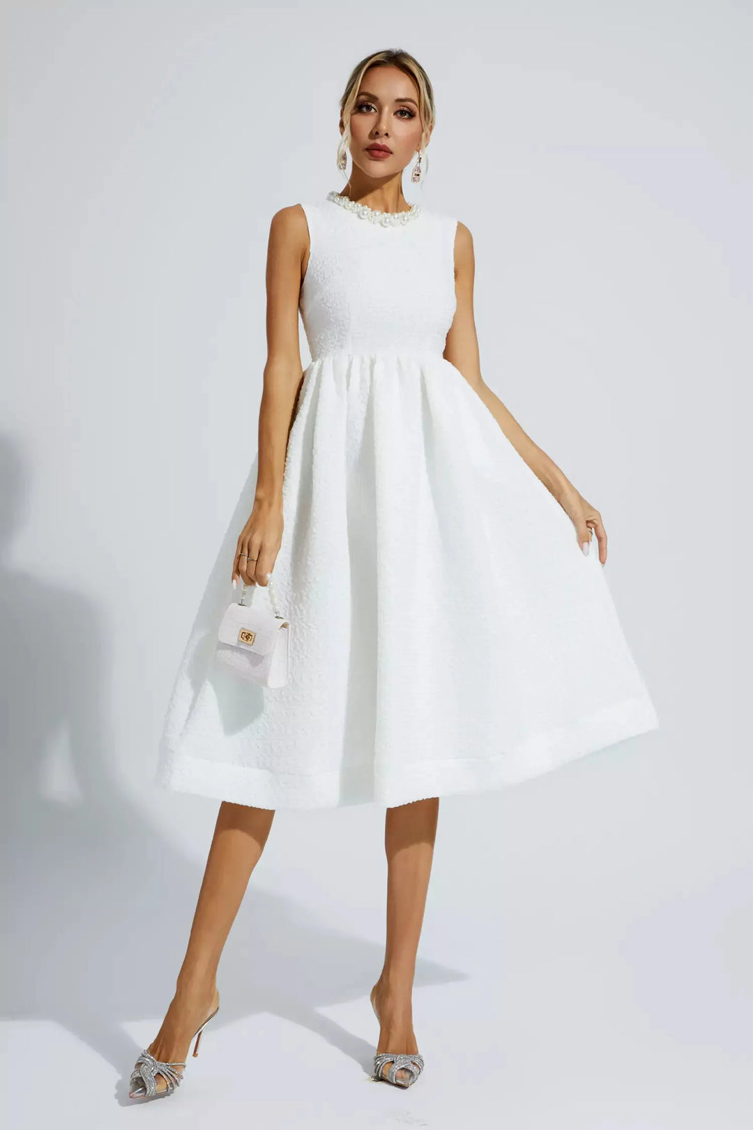 Ryan White Pearl Sleeveless Midi Dress