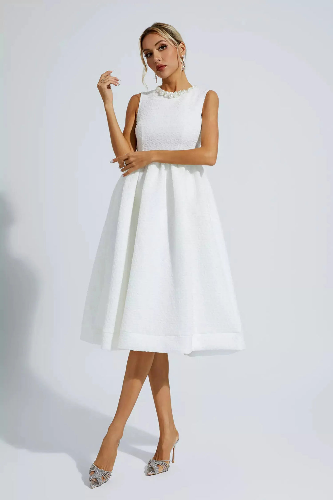 Ryan White Pearl Sleeveless Midi Dress