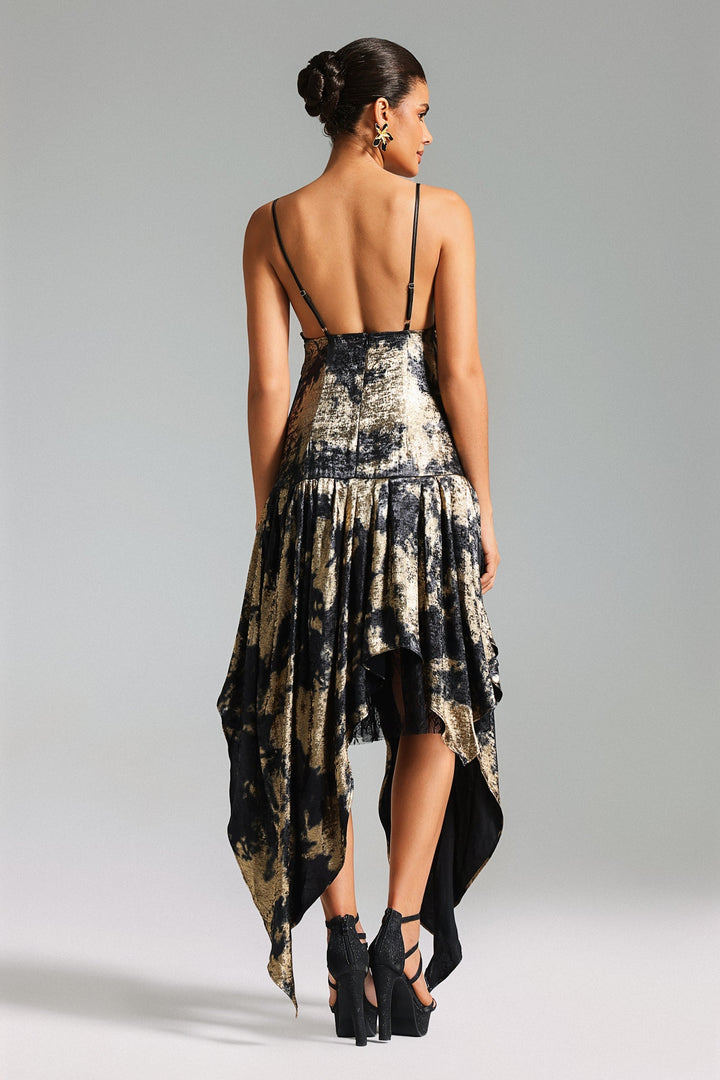 Selien Gilding Print Satin Dress Suspender Skirt