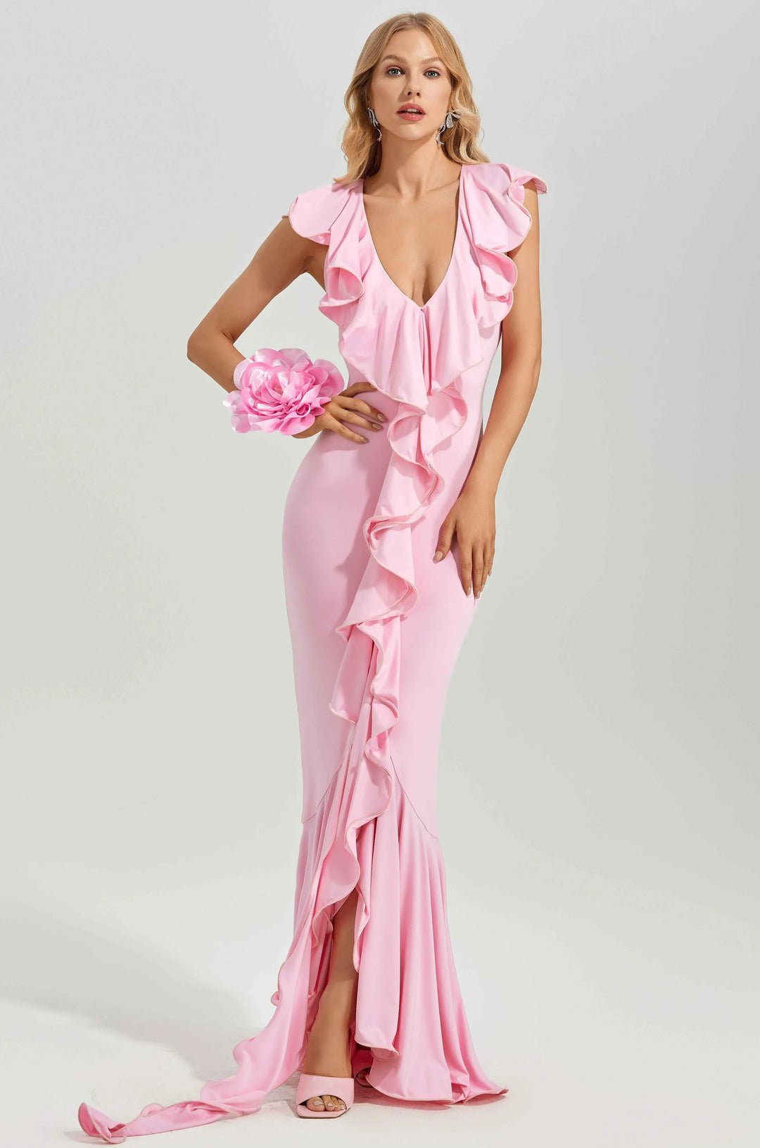 Amalie Ruffle Draped Maxi Dress