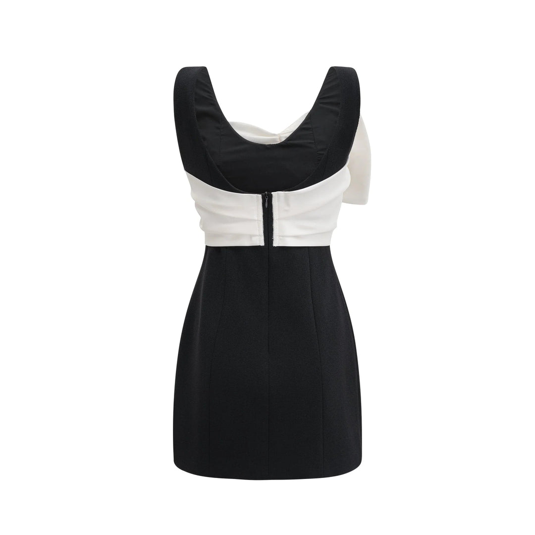 Black White Bowknot Mini Dress