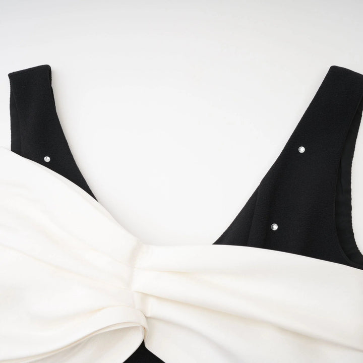 Black White Bowknot Mini Dress