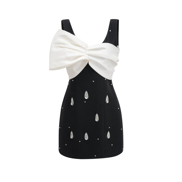 Black White Bowknot Mini Dress