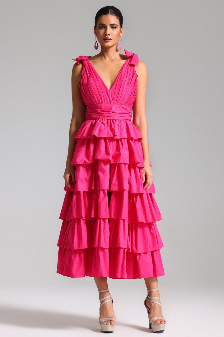 Zeren Strappy Ruffled Maxi  Cupcake Dress