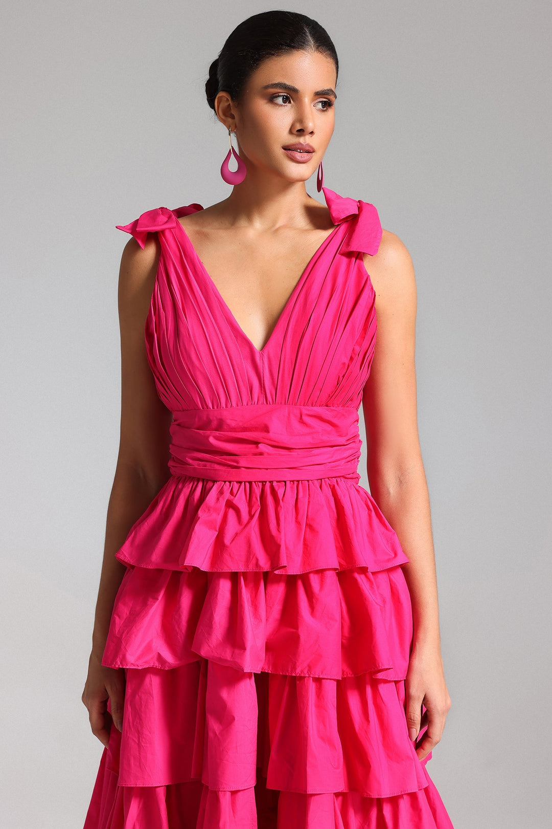 Zeren Strappy Ruffled Maxi  Cupcake Dress