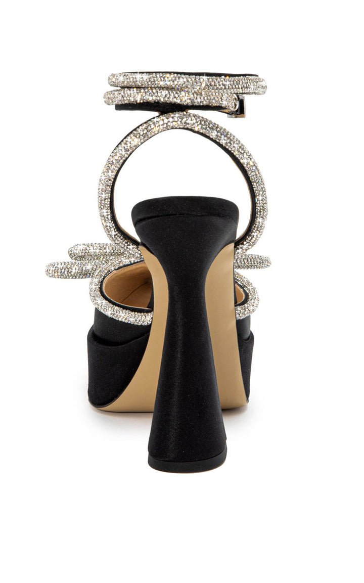 Bow Rhinestone Black Sandals