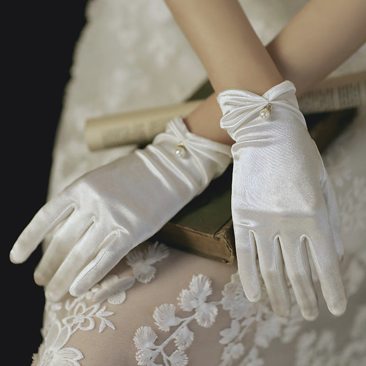 Pearl Velvet Short Gloves