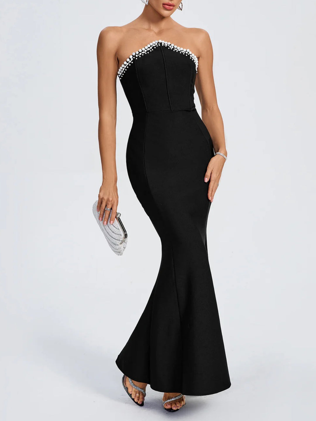 Elegant Tube Top Diamond Maxi Dress