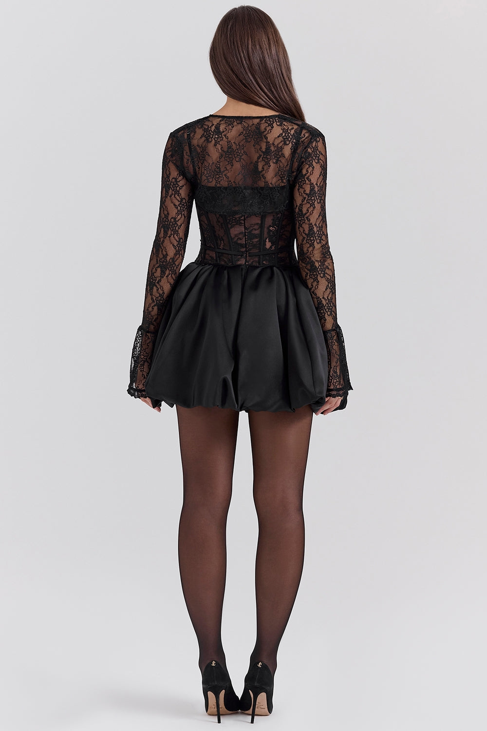 Lace Long Sleeve Mini Dress Two-piece Set