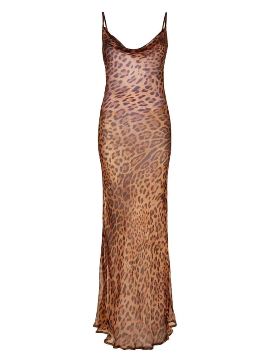 Leopard Print Suspender Maxi Dress