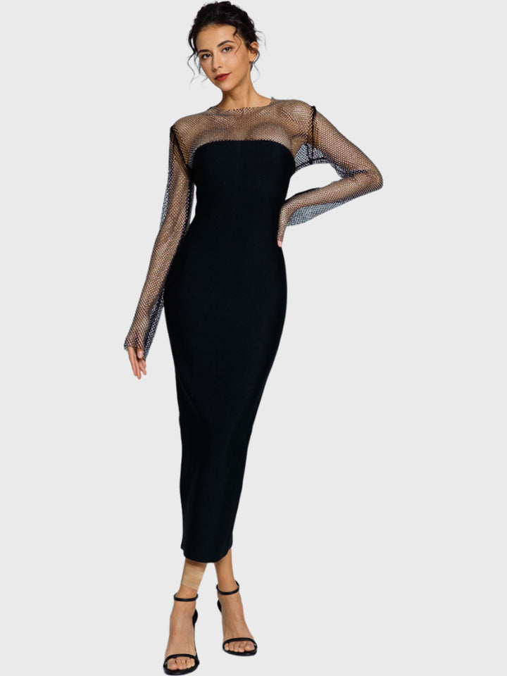 Black Diamond Mesh Maxi Dress