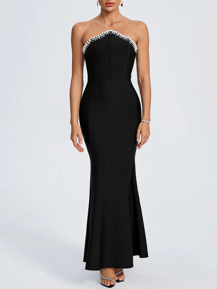 Elegant Tube Top Diamond Maxi Dress