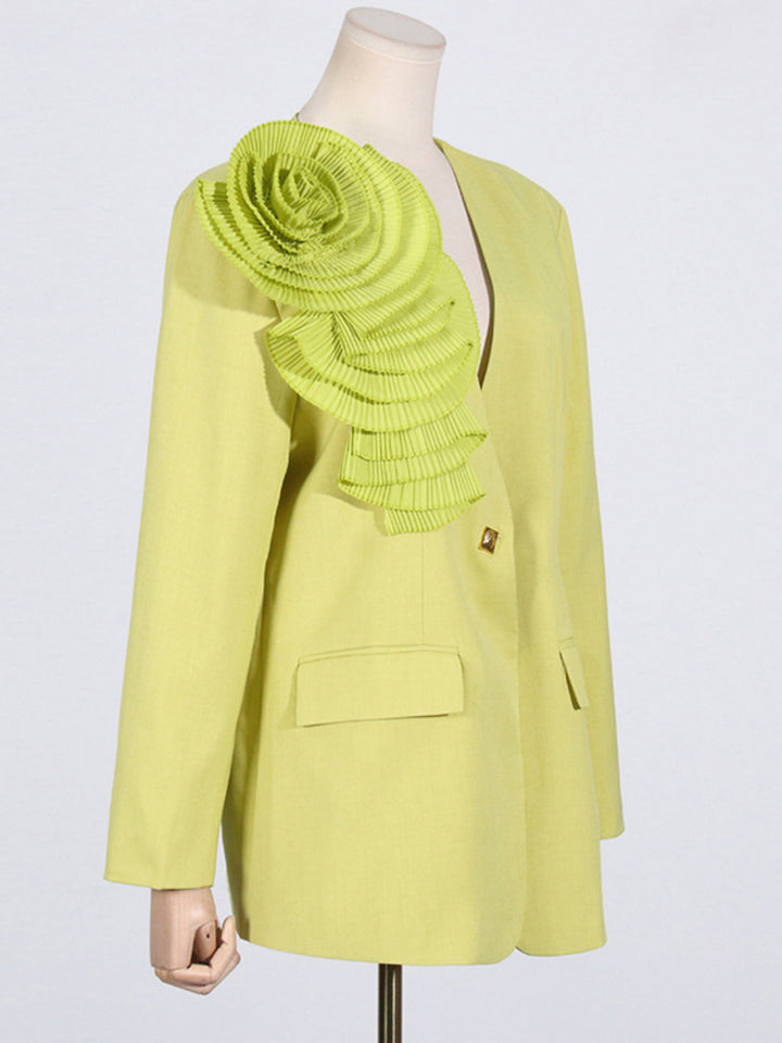 3D Flower V-neck Blazer