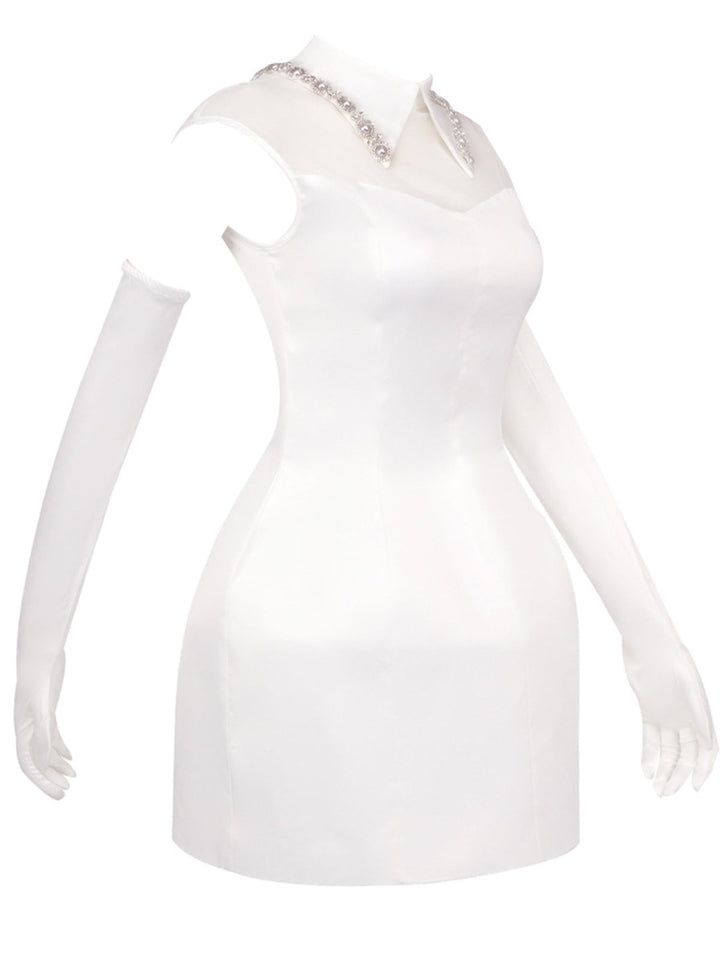 Elegant Pure White Mesh Mini Dress