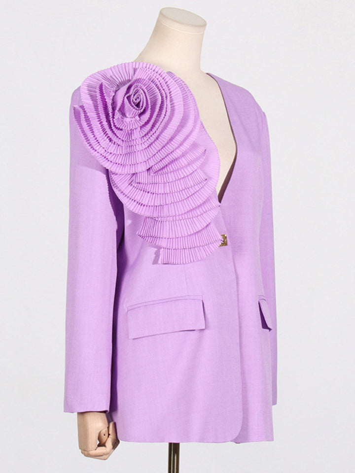 3D Flower V-neck Blazer