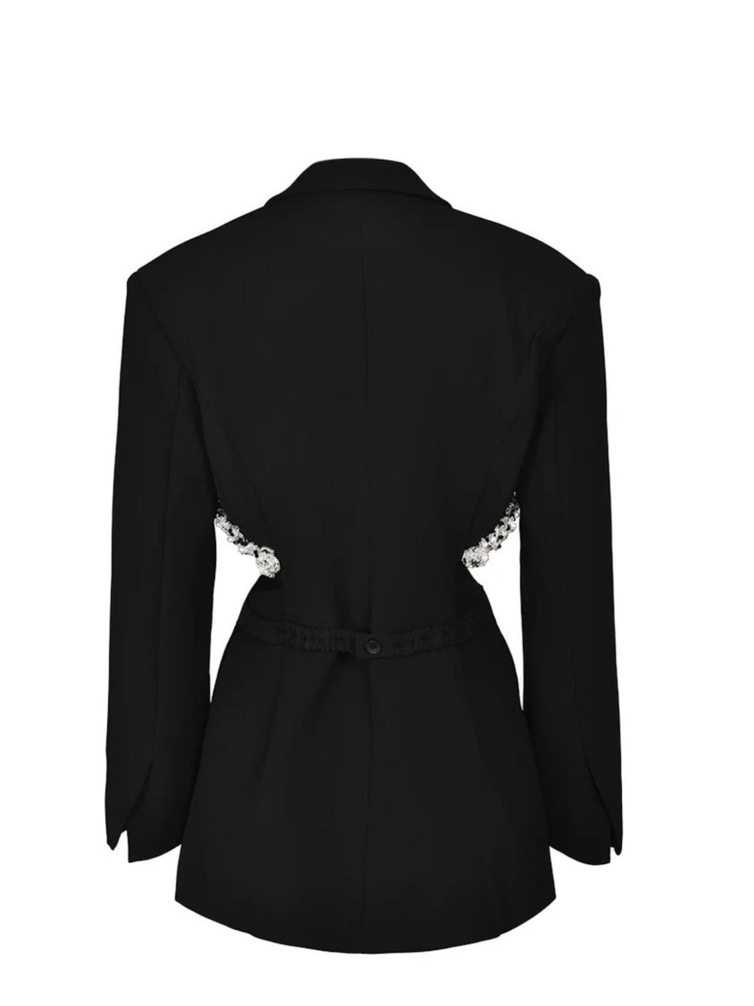 Black Cutout Pearl Beaded Blazer