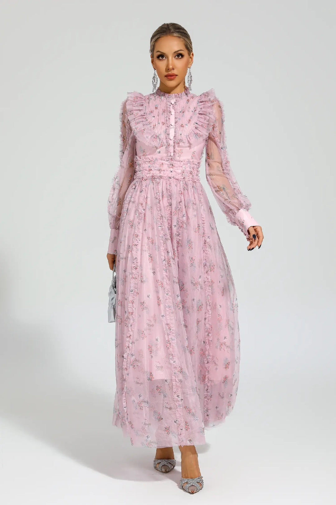 Elegant Fungus Edge Floral Maxi Dress