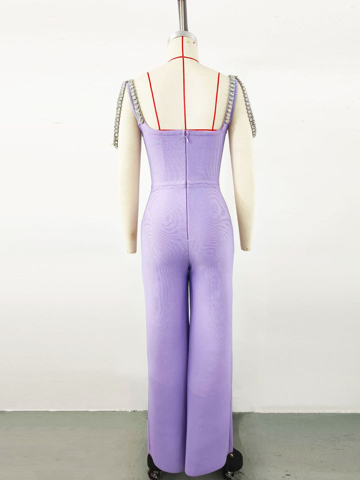 Rhinestone Purple Jumpsuit