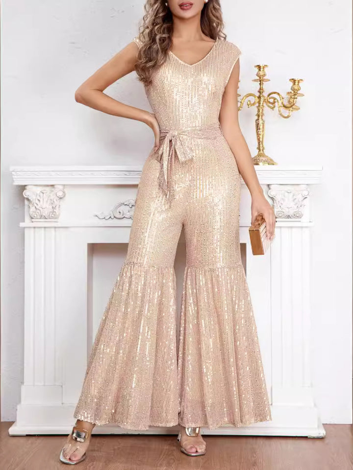 Fashion Sequined Flared Jumpsuit