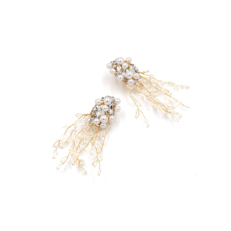 Crystal Pearl Fringed Earrings