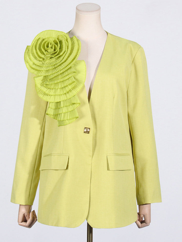 3D Flower V-neck Blazer