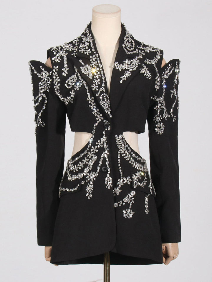 Diamond-embellished Cutout Blazer