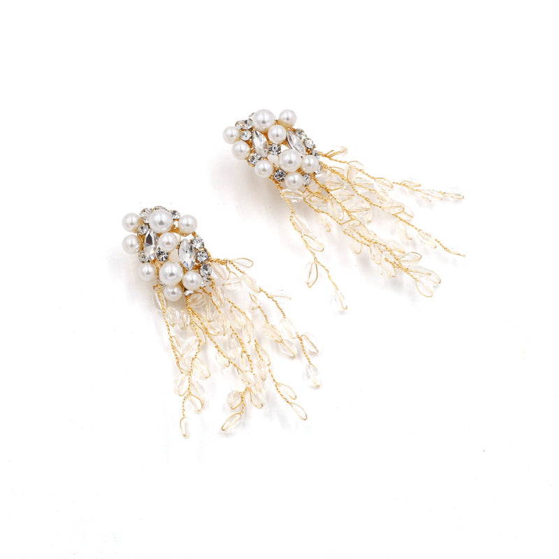 Crystal Pearl Fringed Earrings