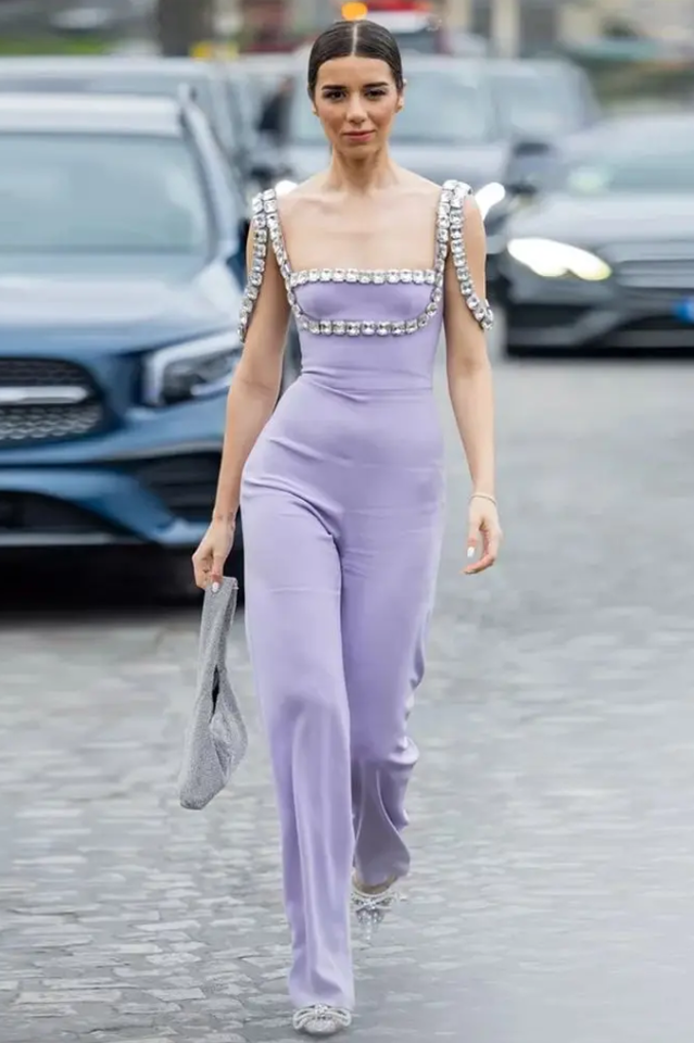 Rhinestone Purple Jumpsuit