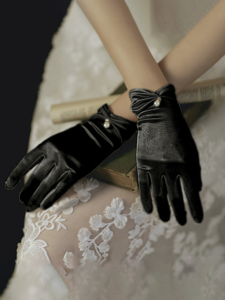 Pearl Velvet Short Gloves