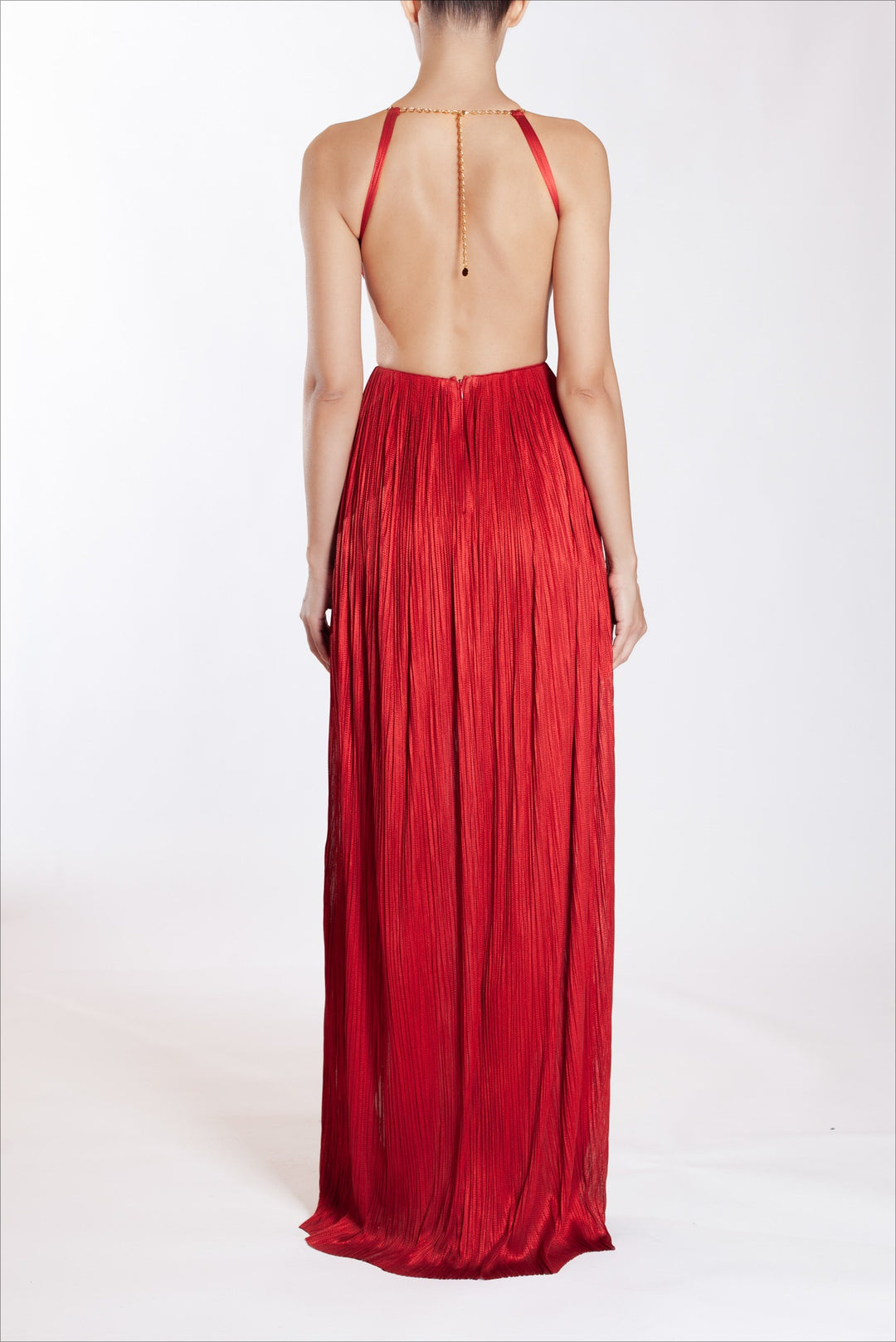 Elegant Solid Color Pleated Maxi Dress