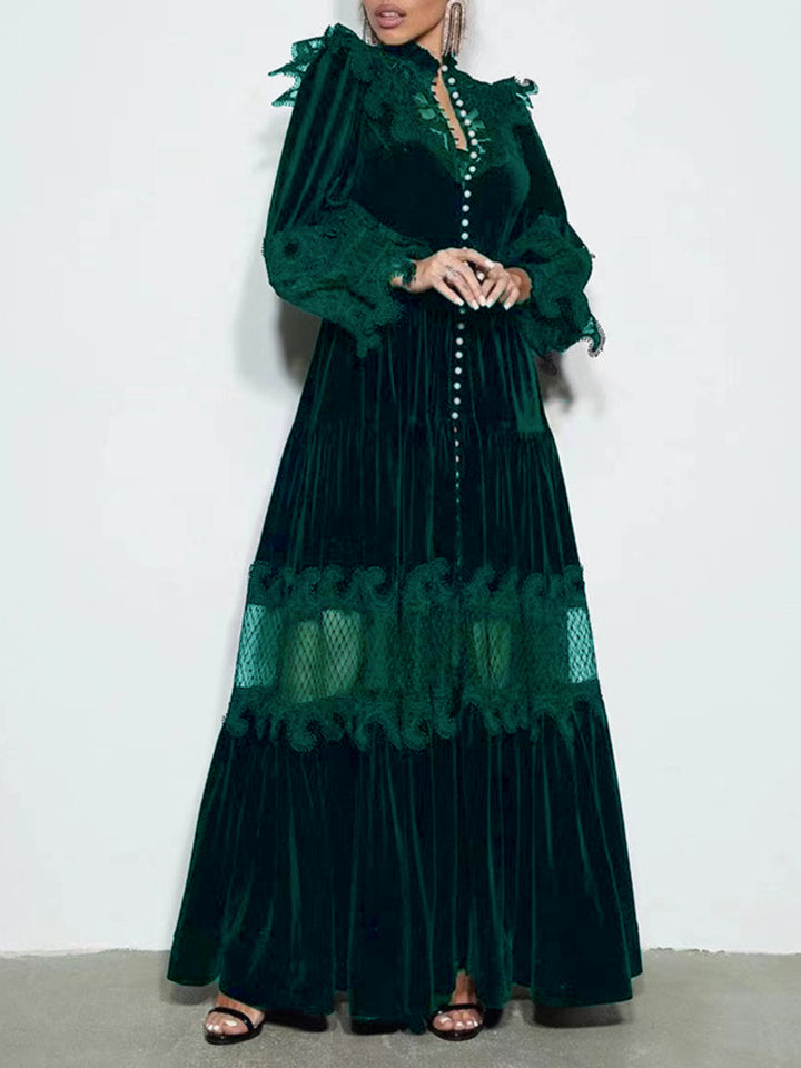 Temperament Lace Hollow Maxi Dress