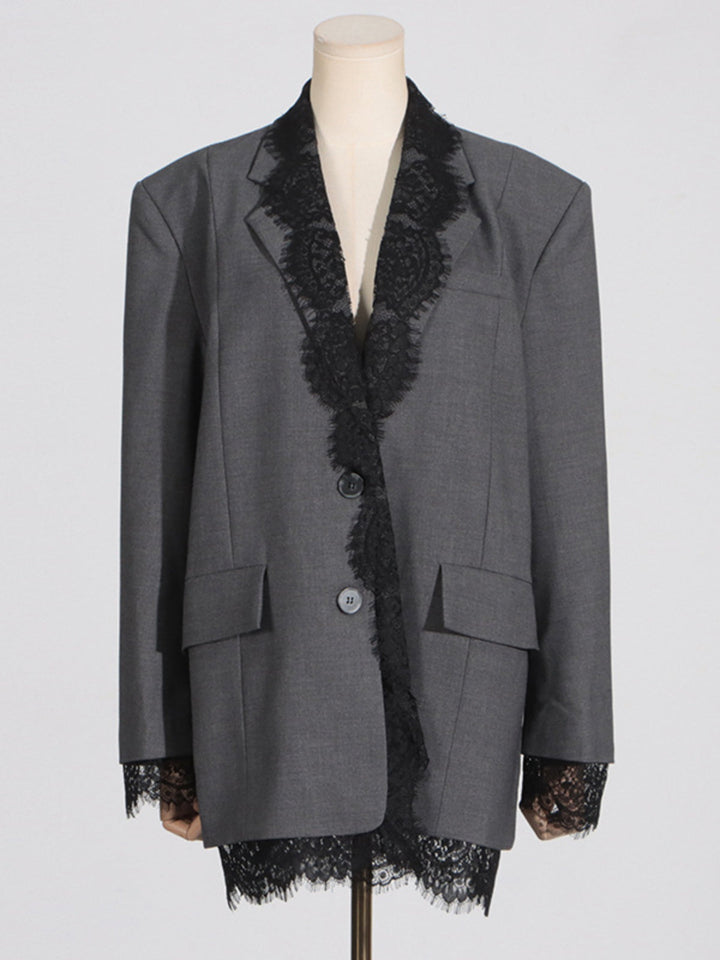 Lace Spliced Blazer