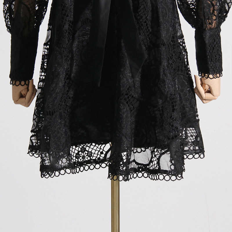 Lorelei Black Lace Jacquard Mini Dress