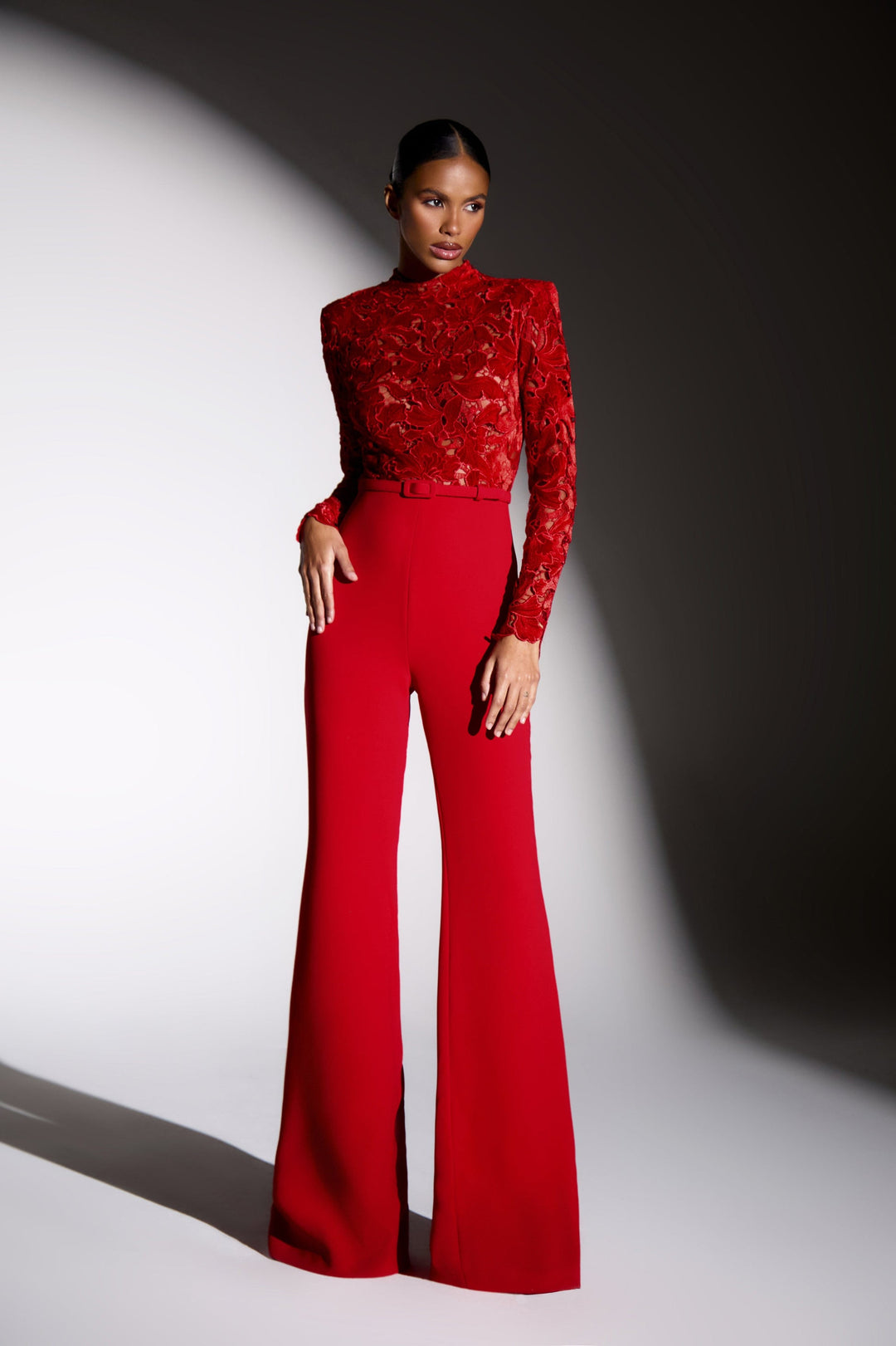 Embroidered Red Jumpsuit