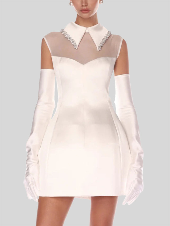 Elegant Pure White Mesh Mini Dress