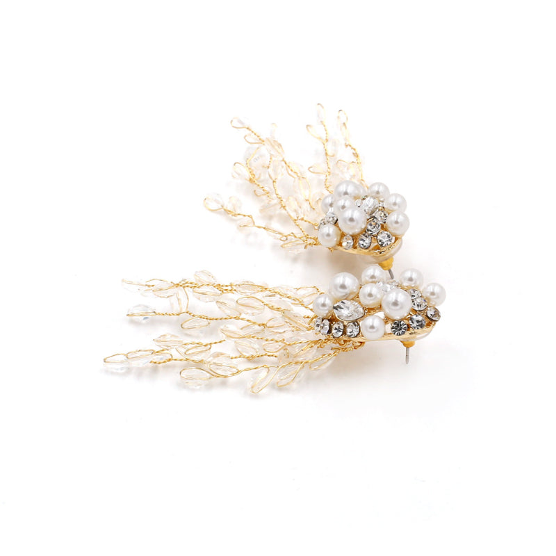 Crystal Pearl Fringed Earrings