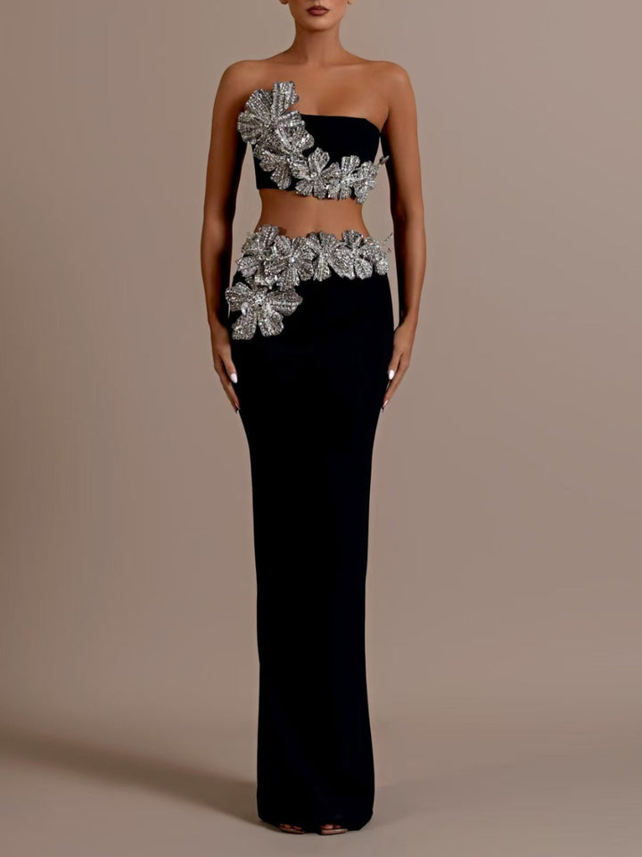 Temperament Diamond Black Maxi Two-piece Set