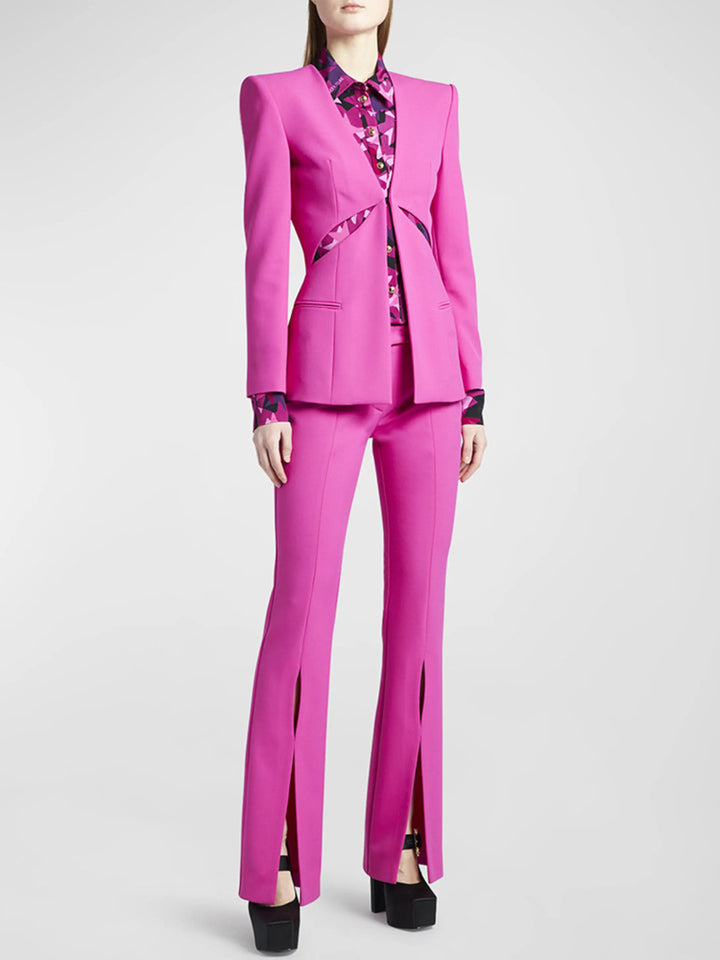 Temperament Solid Color Hollow Suit Two-piece Set