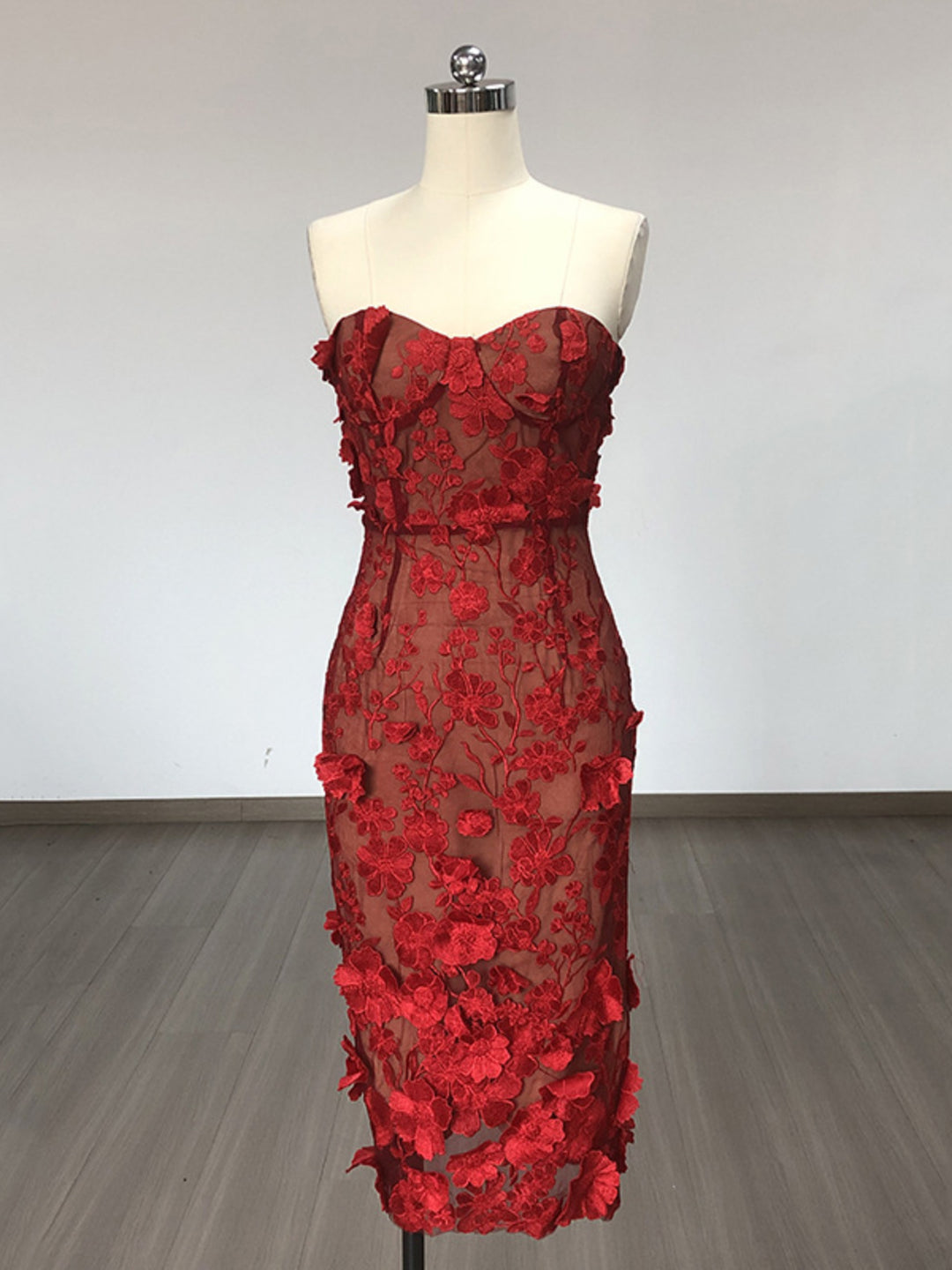 Margot Red Flower Embroidery Dress